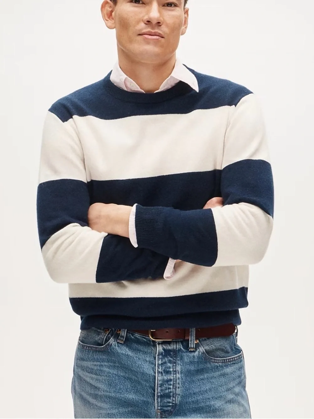 J.Crew Cashmere Crewneck Sweater in Rugby Stripe